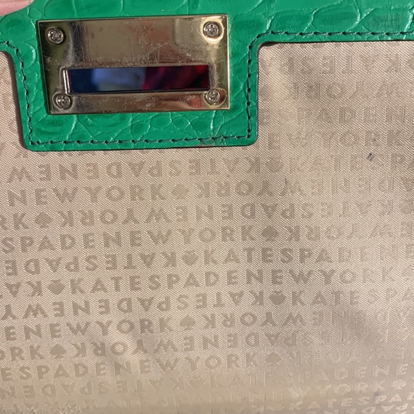 Kate Spade Large Green Crocodile Embossed Leather Crossbody Handbag Vintage-RARE - Picture 7 of 8